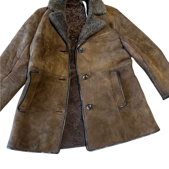 Vintage 70’s Brown Sheepskin Shearling Women’s Size 16 Coat Made in England - Picture 4 of 10